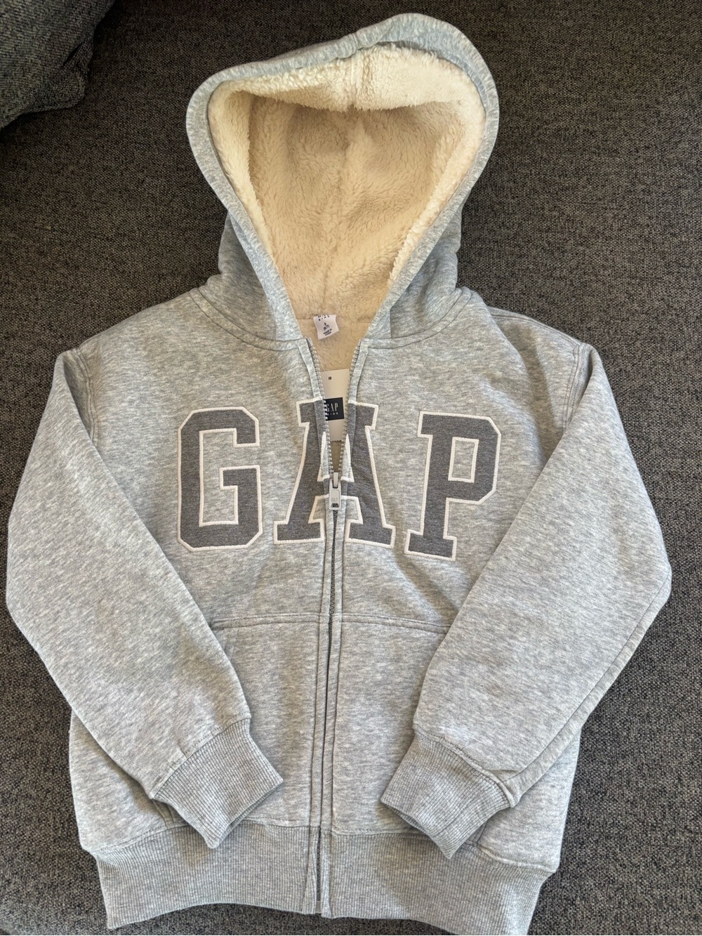 GAP Kids Light Gray Sherpa-Lined Zip Hoodie